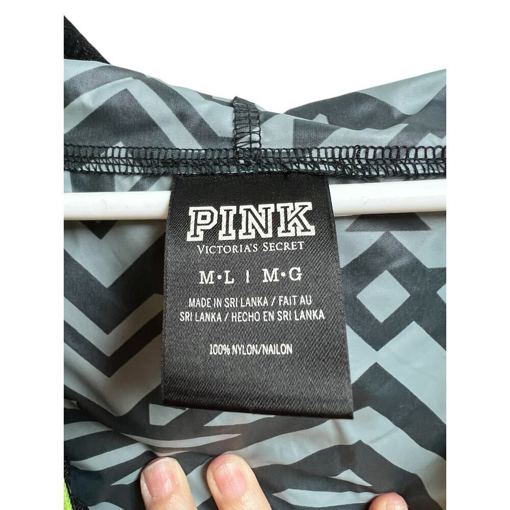 Victoria's Secret PINK Gray Black Aztec Print Anorak Pullover Windbreaker M/L - Picture 4 of 10